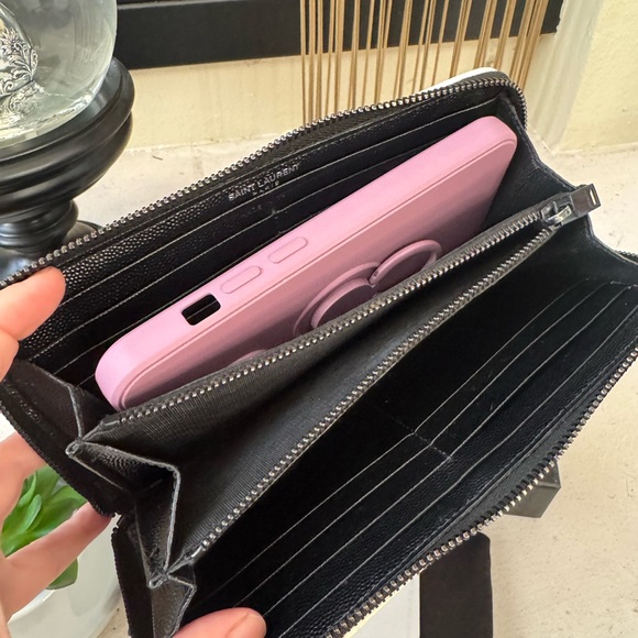 SOLD - 💎AUTH YSL Saint Laurent Monogram Zip Around Wallet Black - Picture 10 of 14